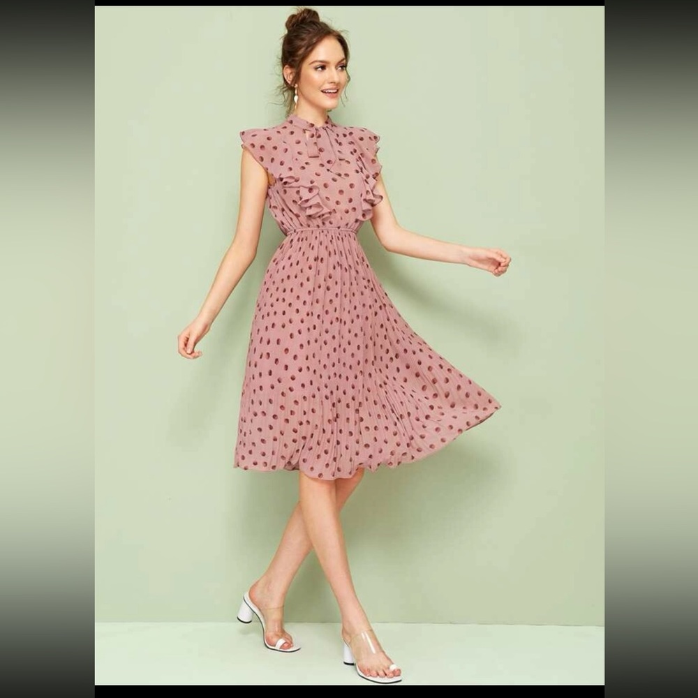 Shein polka dotted summer dress, light pink